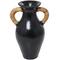 21" Black Ceramic Jug with Rattan Wrapped Handles